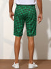 Plaid Flat Front Houndstooth Print Chino Shorts