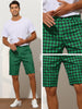 Plaid Flat Front Houndstooth Print Chino Shorts