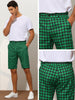 Plaid Flat Front Houndstooth Print Chino Shorts