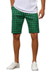 Plaid Flat Front Houndstooth Print Chino Shorts