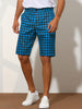 Plaid Flat Front Houndstooth Print Chino Shorts