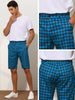 Plaid Flat Front Houndstooth Print Chino Shorts