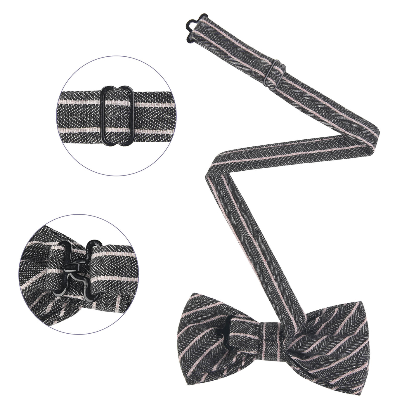 Bublédon Men's Striped Pre-tied Bow Ties Tuxedo Business Wedding Adjustable Linen Bowties