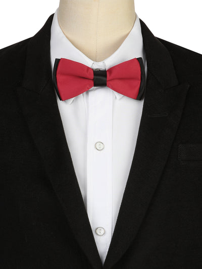 Men's Contarst Color Pre-tied Bow Ties Tuxedo Business Formal Adjustable Block Bowtie