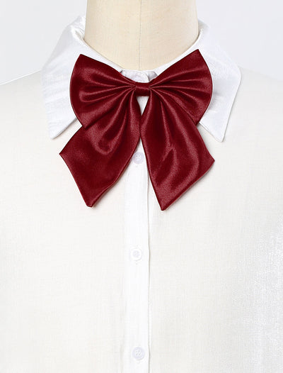 Women's Solid Color Pre-tied Bowknot Halter Neck Adjustable Uniform Bow Tie