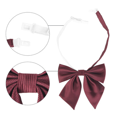 Women's Solid Color Pre-Tied Bow Tie Adjustable Bowknot Bowties for Cosplay Uniform