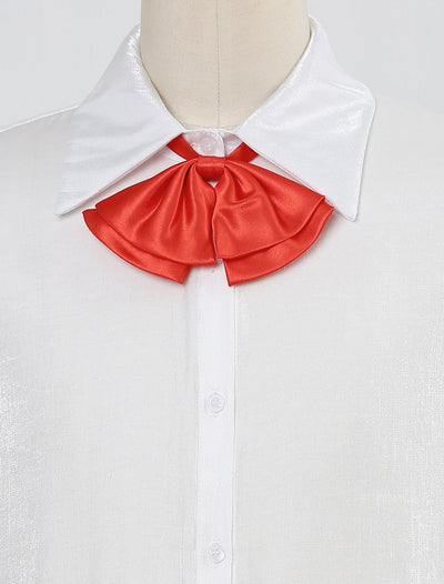 Women's Adjustable Pre-Tied Blouse Neck Ties Uniform Shirt Bowknot Neckwear with Storage Bag