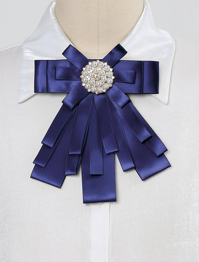 Women's Ribbon Brooch Bowknot Necktie Bridegroom Wedding Party Pin Collar Bow Tie