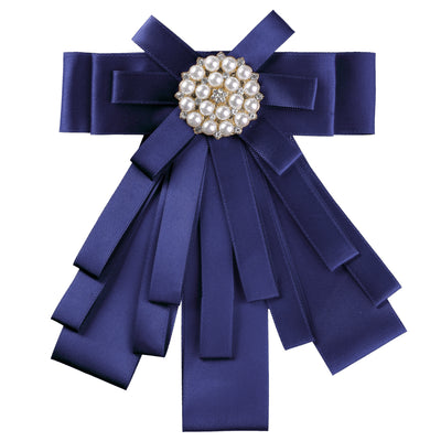 Women's Ribbon Brooch Bowknot Necktie Bridegroom Wedding Party Pin Collar Bow Tie