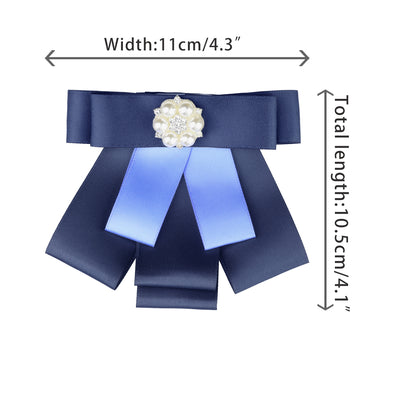 Women's Bowknot Ribbon Brooch Elegant Blue Pin Bow Tie Wedding Ceremony