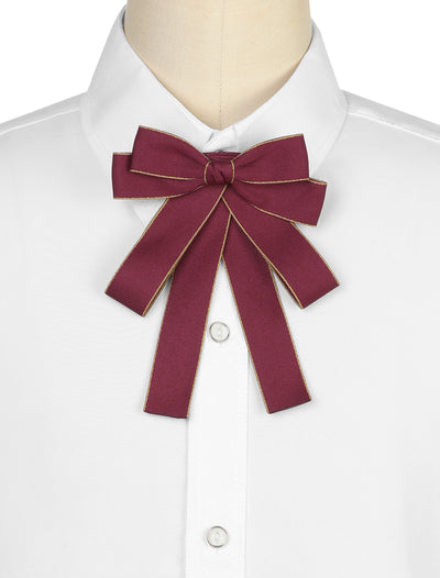 Women's Bowknot Pre-Tied Bowties Ribbon Brooch Wedding Party Pin Bow Tie