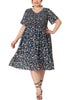 X Line V Neck Midi Floral Ruffle Hem Dress