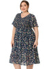X Line V Neck Midi Floral Ruffle Hem Dress