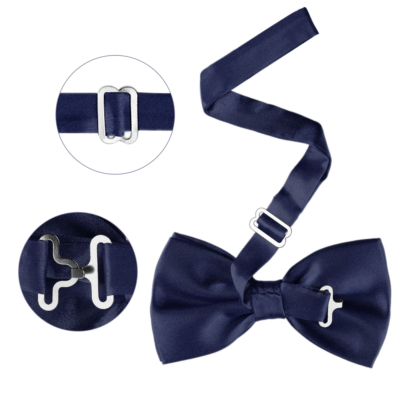 Bublédon Men's Satin Pre-tied Bow Ties Formal Solid Tuxedo Bowtie with Adjustable Neck Band