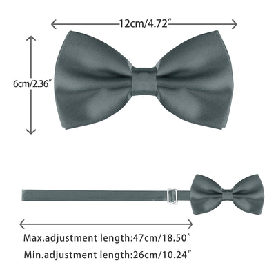 Men's Satin Pre-tied Bow Ties Formal Solid Tuxedo Bowtie with Adjustable Neck Band