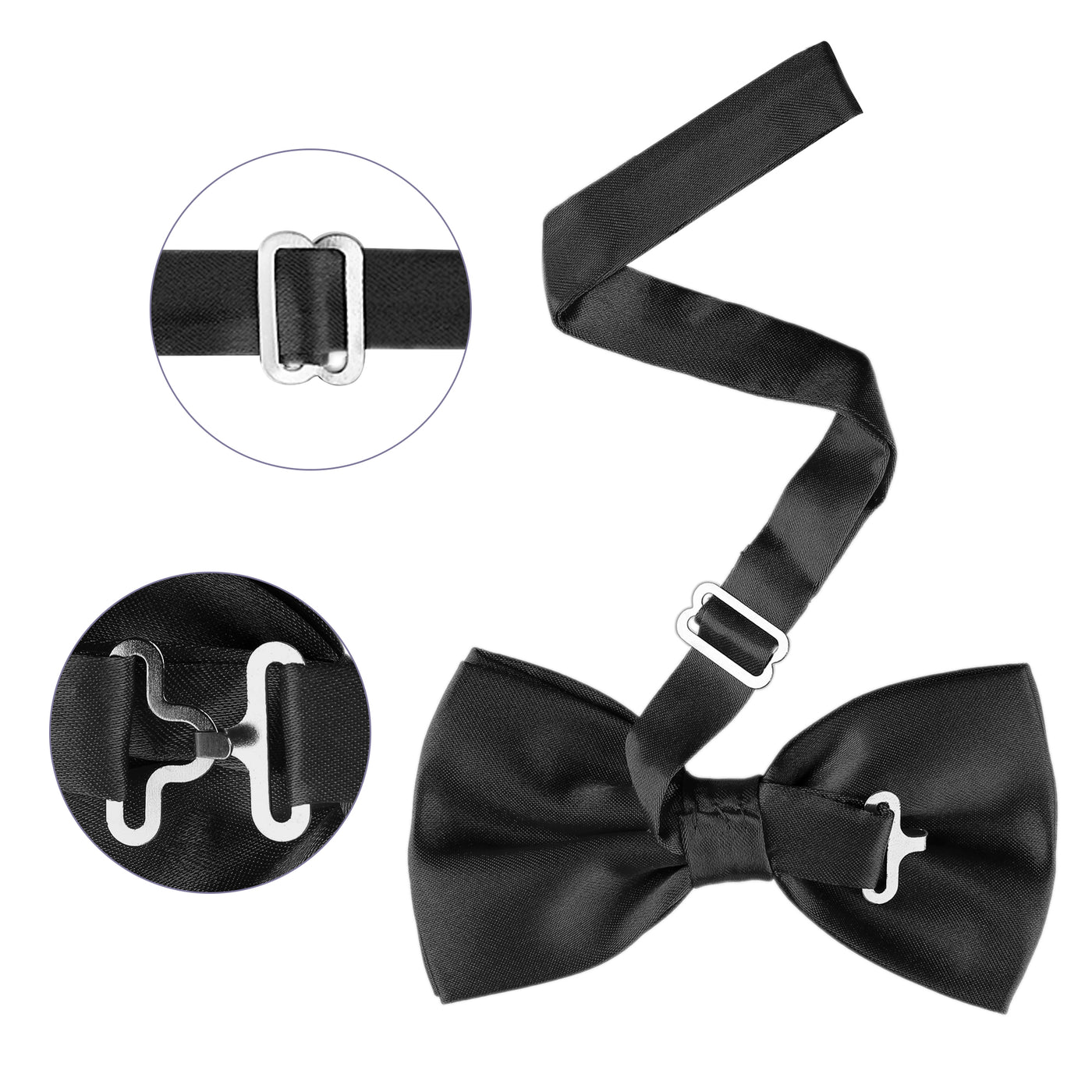 Bublédon Men's Satin Pre-tied Bow Ties Formal Solid Tuxedo Bowtie with Adjustable Neck Band