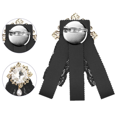Women's Bowknot Brooch Lace Bow Tie Elegant Shirt Neckline Preppy Collar Pin