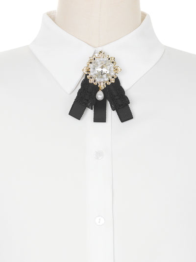 Women's Bowknot Brooch Lace Bow Tie Elegant Shirt Neckline Preppy Collar Pin