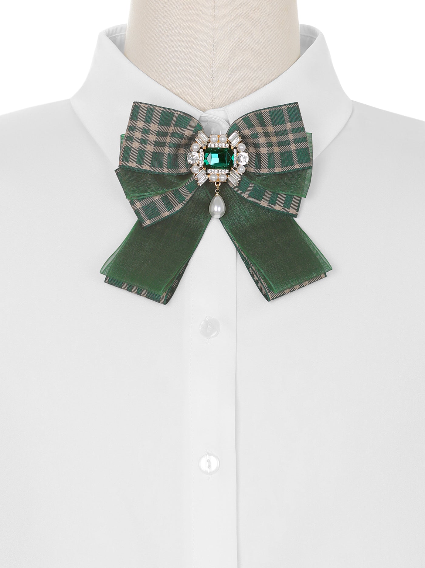 Bublédon Women's Plaid Necktie Bowtie Lace Brooch Checked Pins Bow Tie