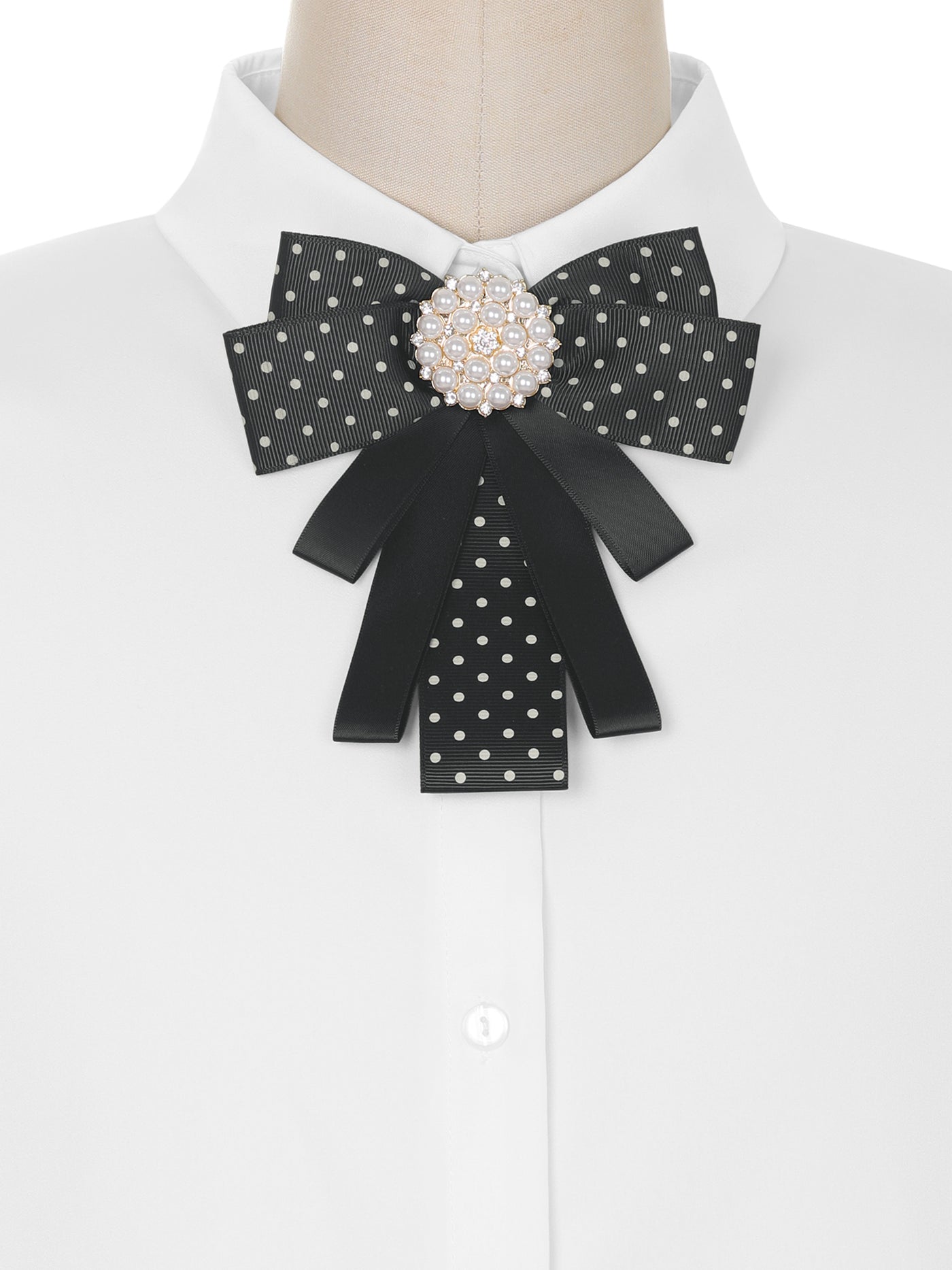 Bublédon Polka Dots Bow Ties Ribbon Shirt Collar Decoration Brooch Pin