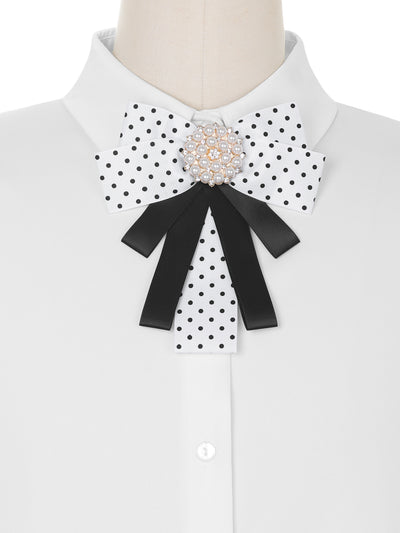Polka Dots Bow Ties Ribbon Shirt Collar Decoration Brooch Pin