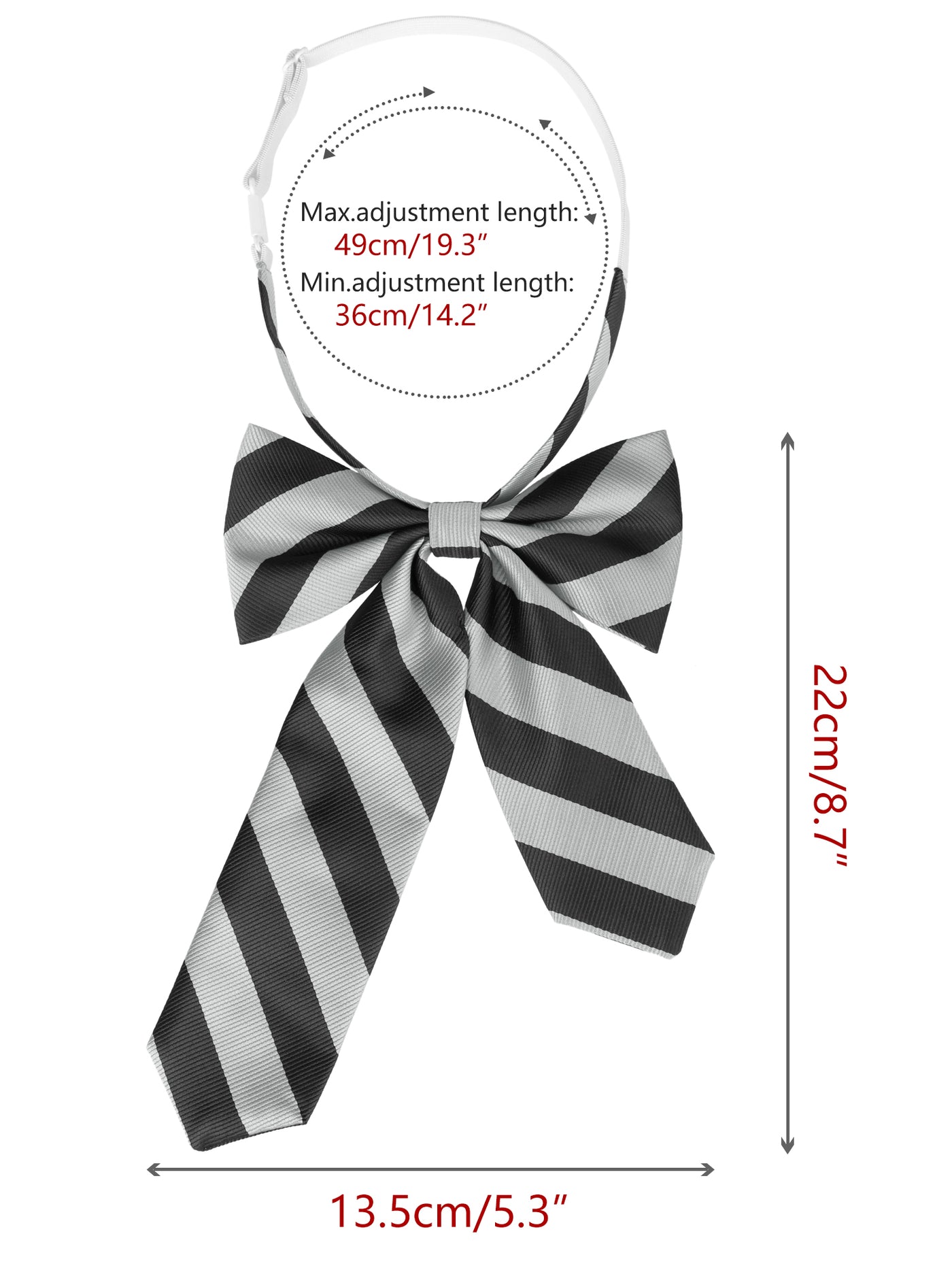 Bublédon Women's Bowties Stylish Asymmetric Pre-tied Stripes Bow Ties 1pcs