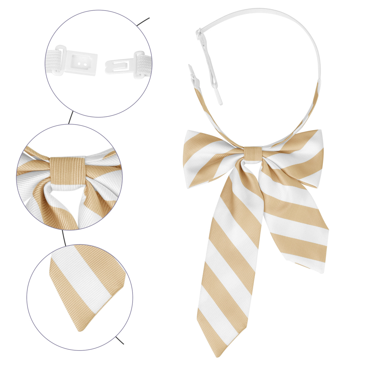 Bublédon Women's Bowties Stylish Asymmetric Pre-tied Stripes Bow Ties 1pcs