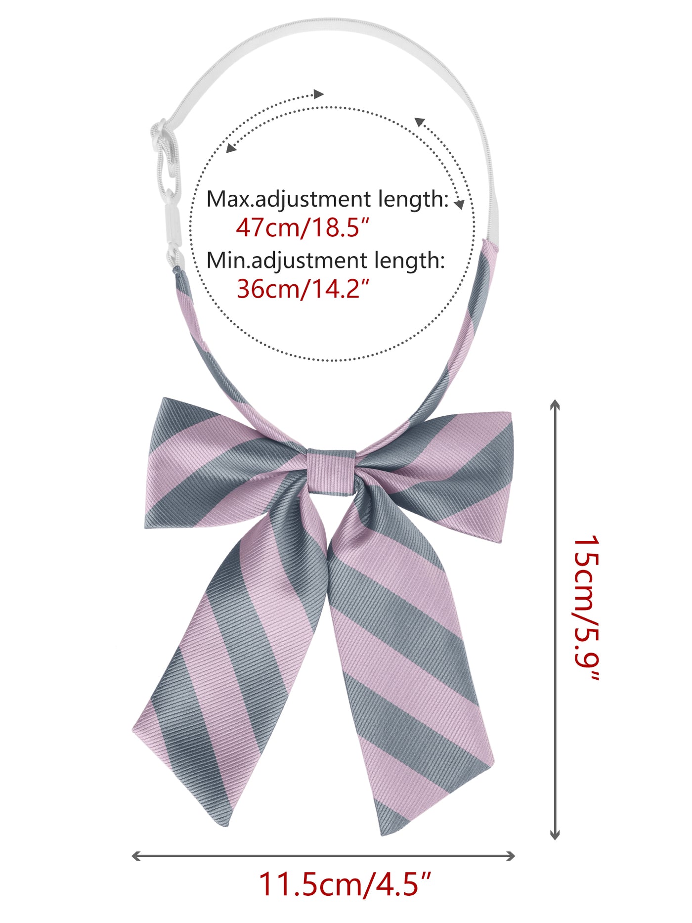 Bublédon Women's Bowties Stylish Adjustable Elastic Band Pre-tied Striped Bow Ties 1pcs