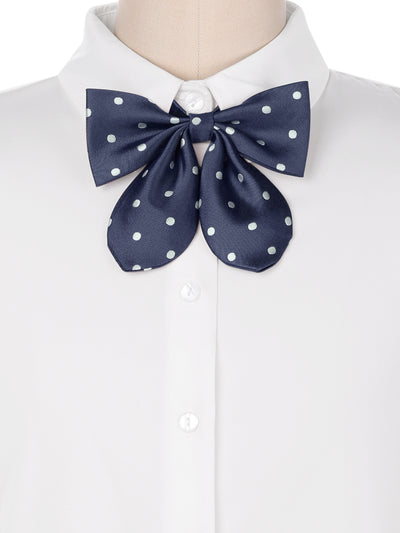 Women's Cute Ribbon Bow Ties Polka Dots Neckwear Adjustable Straps for School Casual