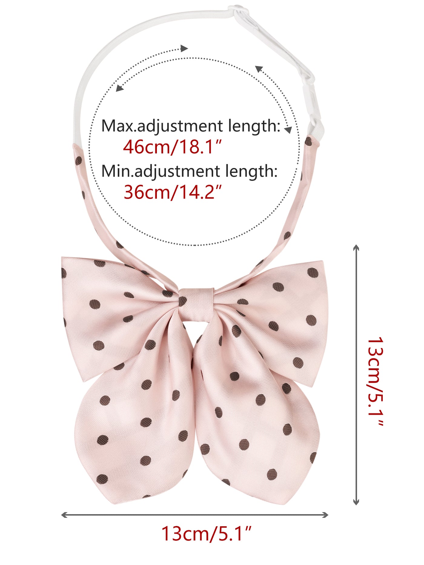 Bublédon Women's Cute Ribbon Bow Ties Polka Dots Neckwear Adjustable Straps for School Casual