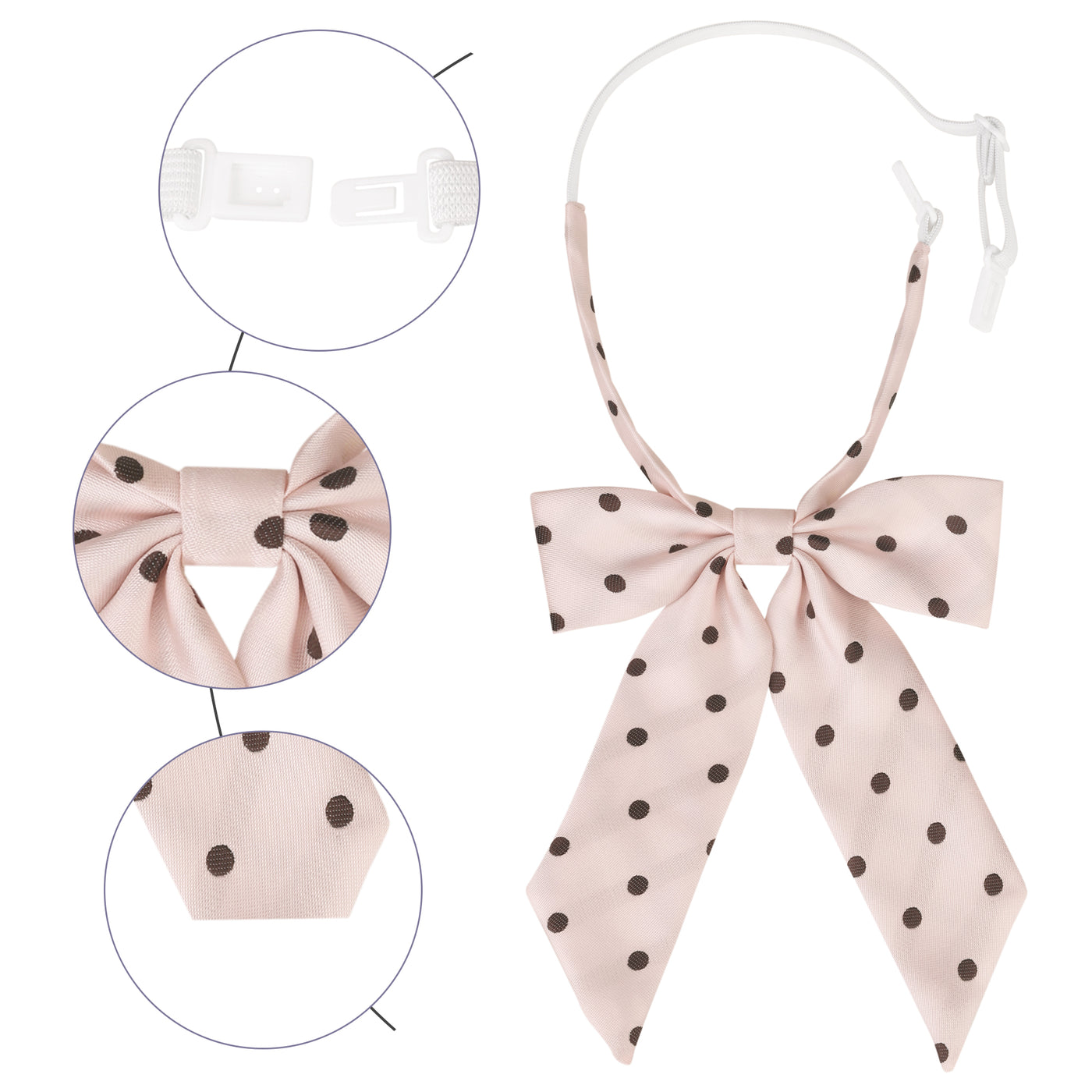 Bublédon Women's Bow Ties Polka Dots Adjustable Neckwear Pre-tied Ribbon Bowties